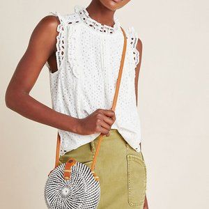Anthropologie Maeve Tilly Eyelet Blouse White